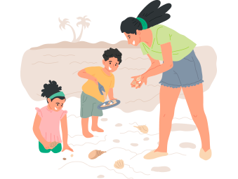 crianças brincando na praia